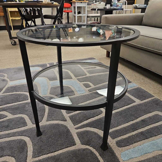 Pottery Barn Tanner Round Glass End Table