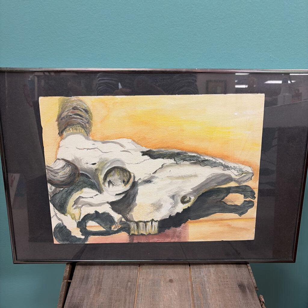 Original Framed Artwork of Animal Skull by Leanne Bard