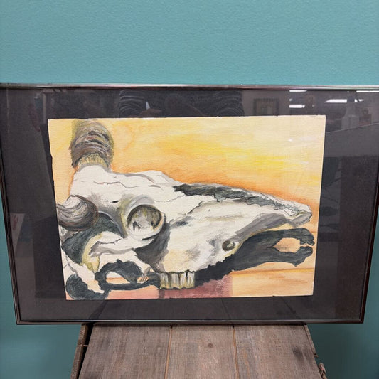 Original Framed Artwork of Animal Skull by Leanne Bard