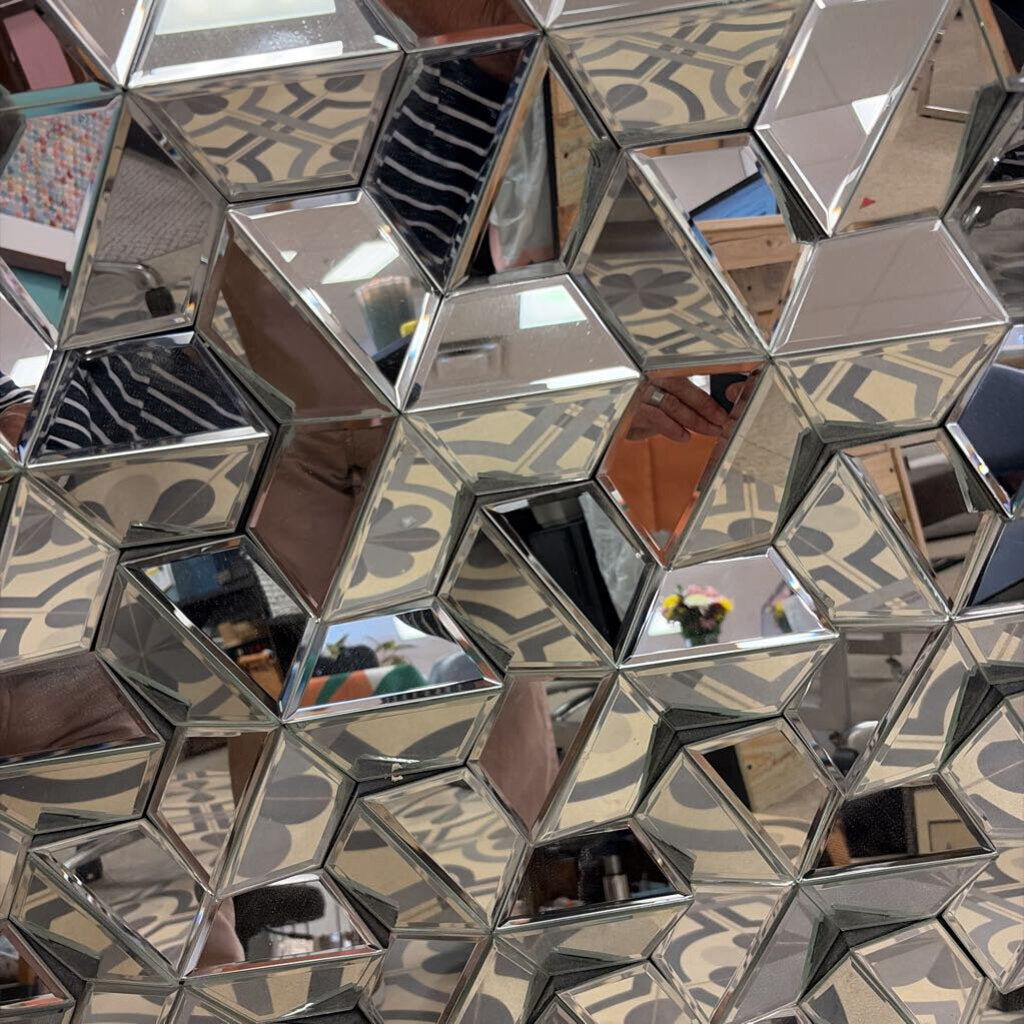 Mid-Century Modern Hexagonal Mirror Wall Art