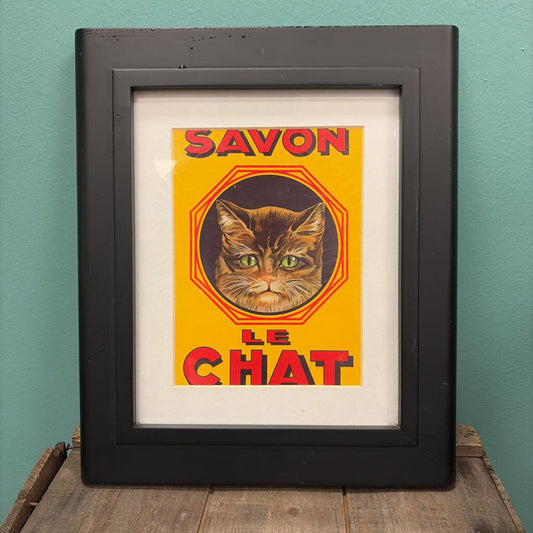 Framed Vintage Cat Advertisement - Savon le Chat