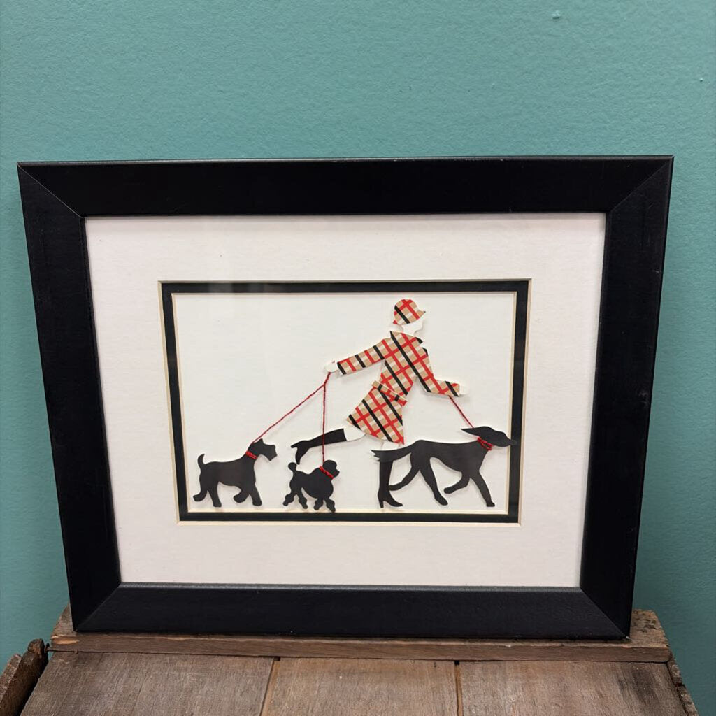 Paper Cut Art of Dog Walker