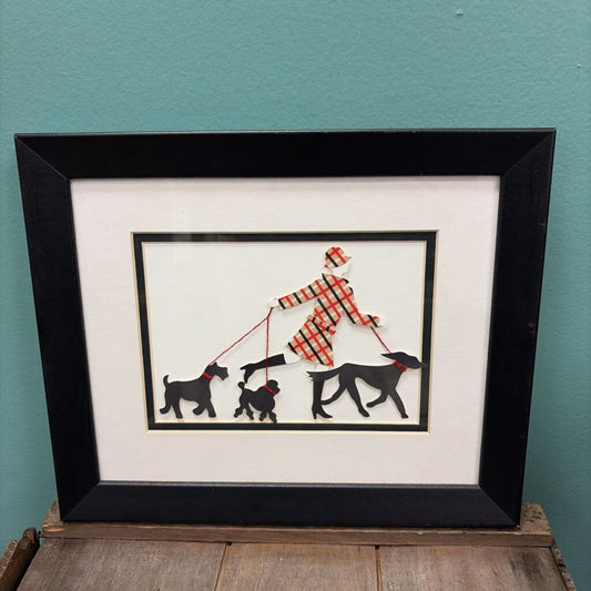 Paper Cut Art of Dog Walker