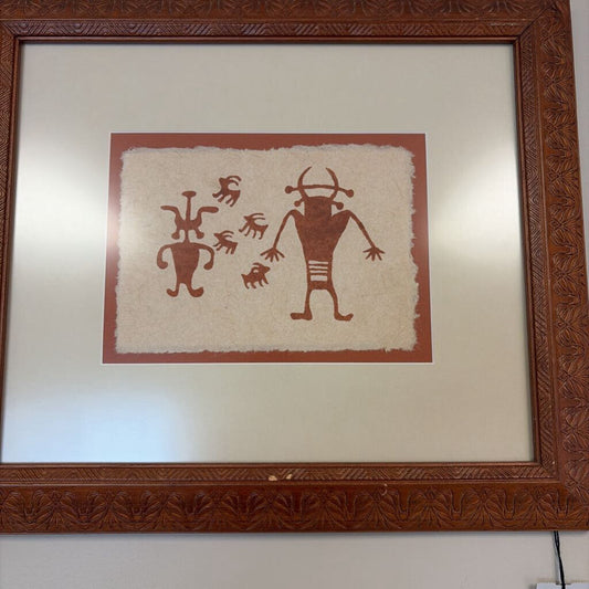 Framed "Rock Art" on homemade paper