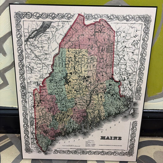 Vintage Map of Maine Artiplaq Wall Art