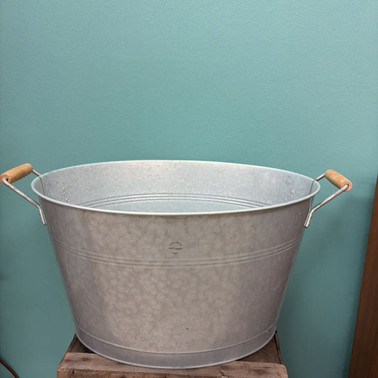 Galvanized Metal Bucket with Wooden Handle