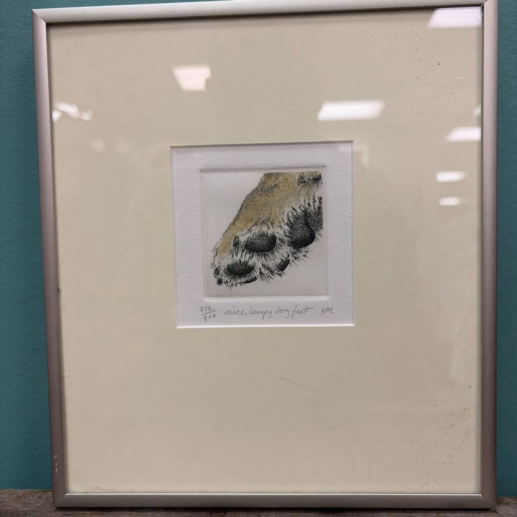 "Nice, lumpy dog feet" Framed, Signed, Print by J. Anne Eldridge