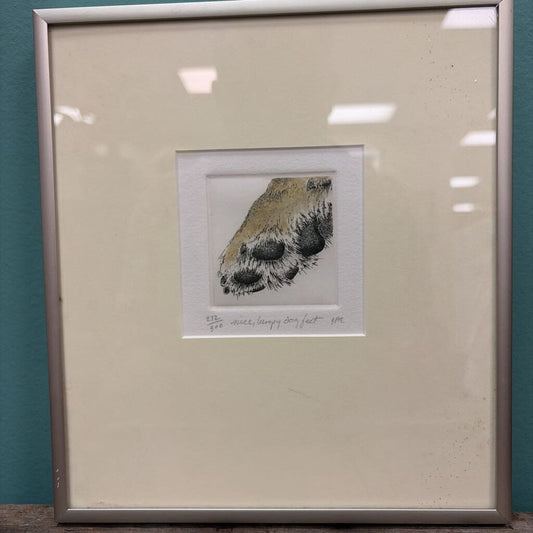 "Nice, lumpy dog feet" Framed, Signed, Print by J. Anne Eldridge