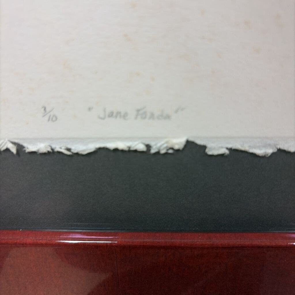 "Jane Fonda" Mixed Media, by Jeff Jonczyk, 1979,Framed, Signed, Limited Edition