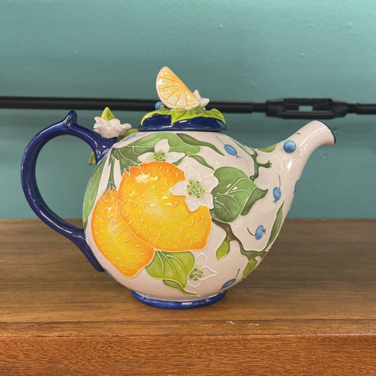 Blue Sky Rutaceae Home Kitchen Lemon and Blueberry Teapot