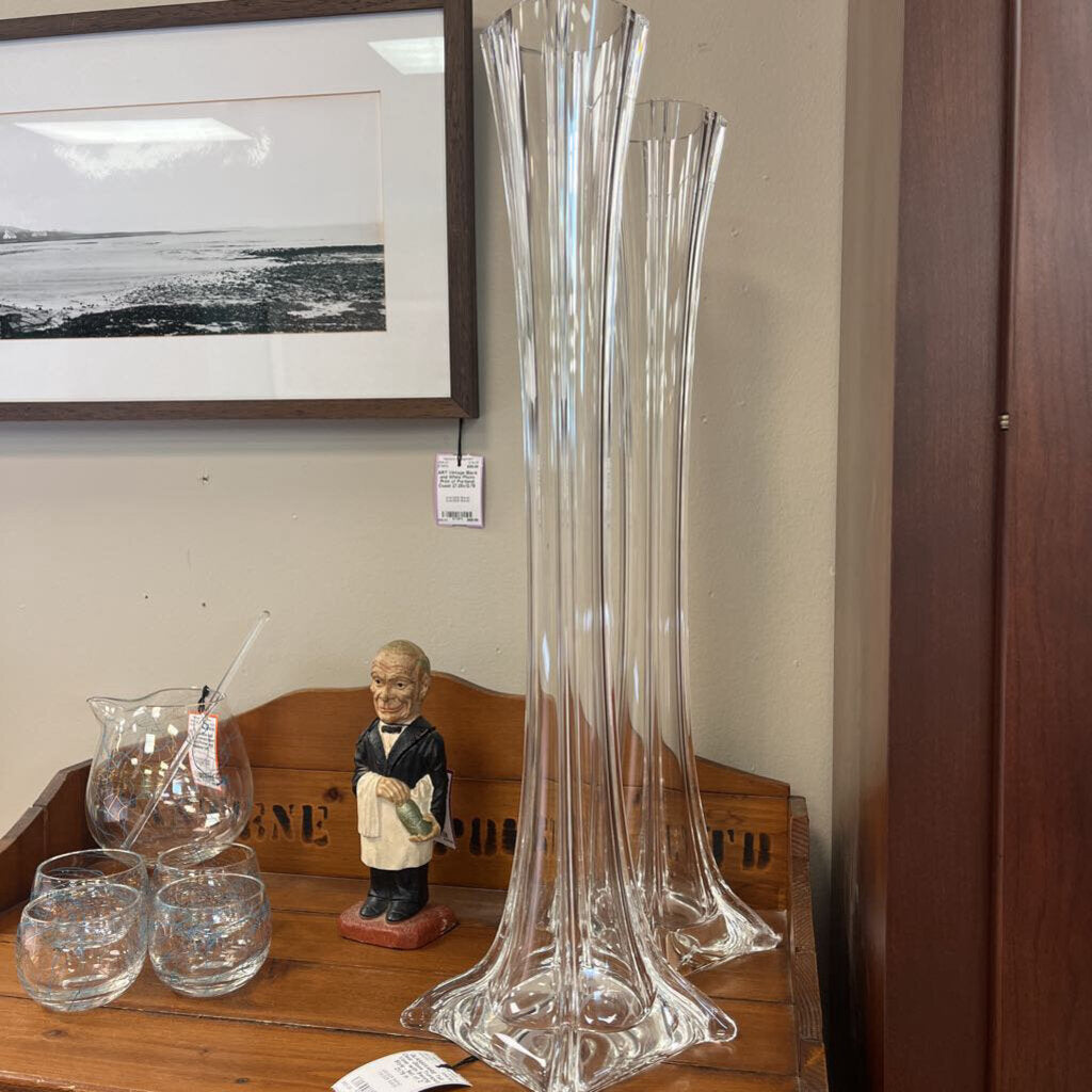 Tall Clear Glass Trumpet Vase with Swung Style - Set of 2