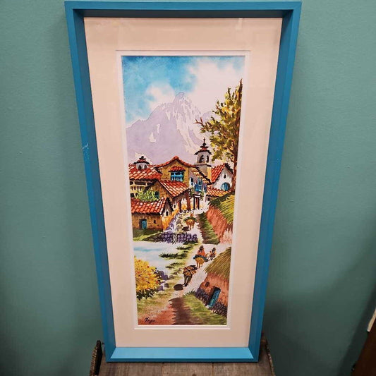 Original Watercolor by Hugo - Village Scene