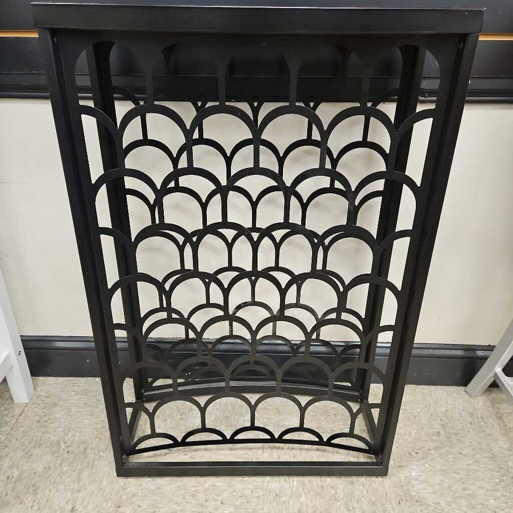 Mid-Century Glass Top Wine Rack Table