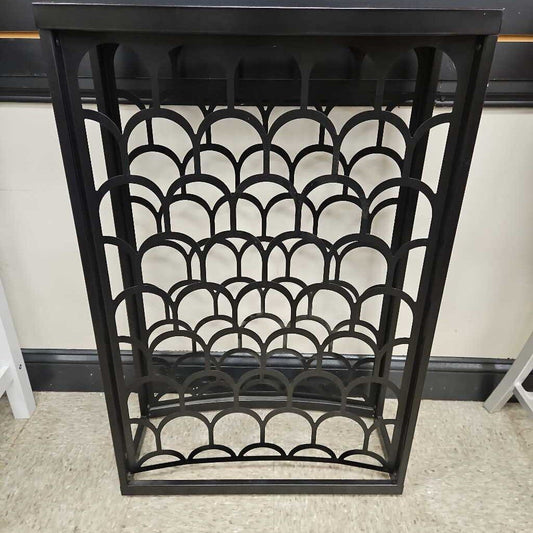 Mid-Century Glass Top Wine Rack Table
