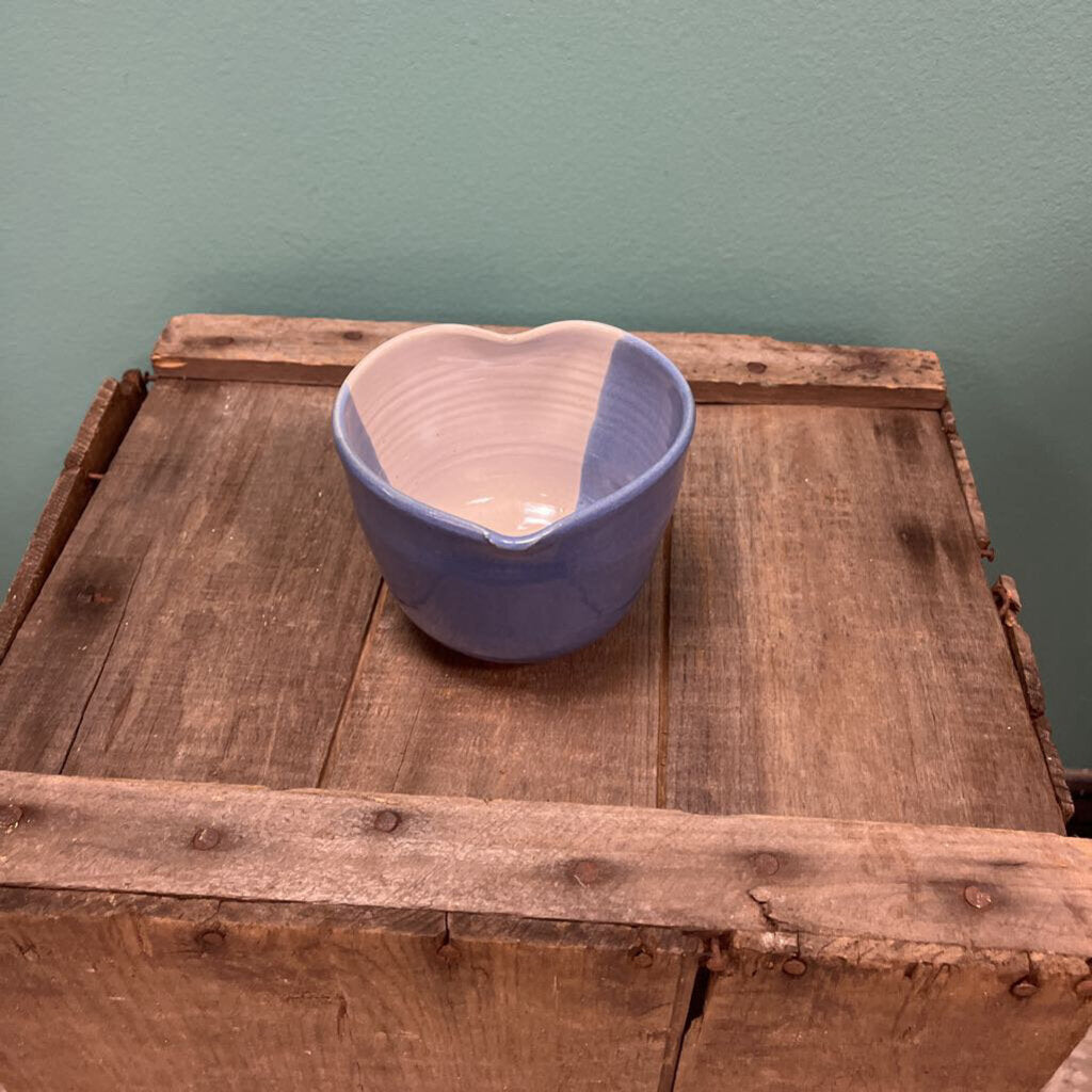 Studio Pottery Heart Shaped Bowl with Two-Toned Glaze