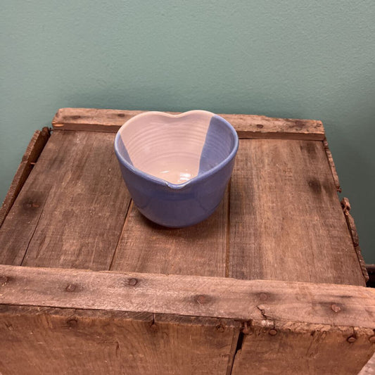 Studio Pottery Heart Shaped Bowl with Two-Toned Glaze