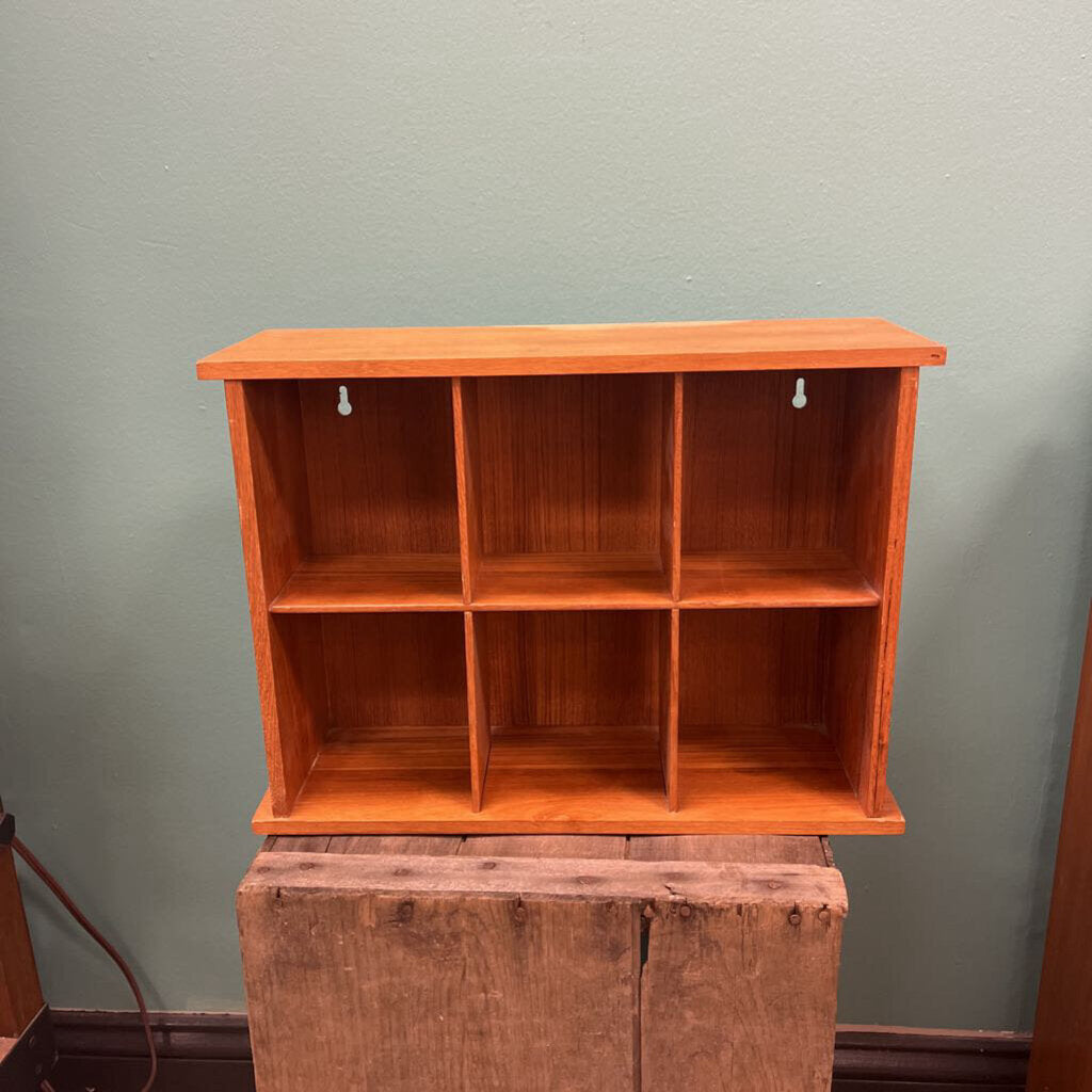 Mid-Century Modern Teak 6-Cubbie Wall Shelf