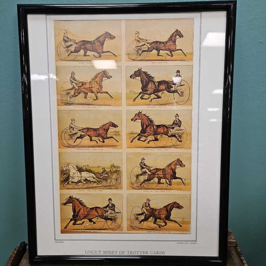Uncut Sheet of Currier & Ives Trotter Cards Frame Print