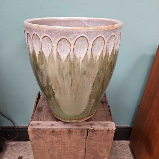 Glazed Ceramic Planter with Teardrop Design