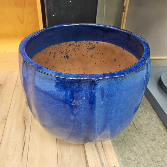 Large Blue Glazed Ceramic Planter
