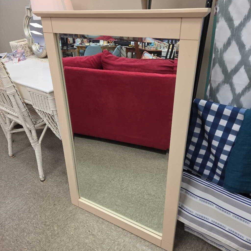 Beveled Glass Wall Mirror with Wood Frame
