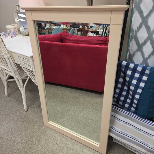 Beveled Glass Wall Mirror with Wood Frame