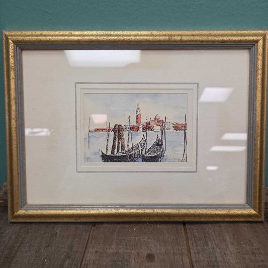 "Venice" Original Watercolor on Paper, Artist Unknown