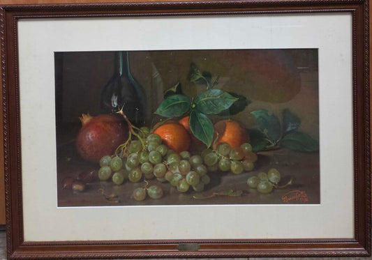 Still Life with Fruit - Original Oil on Canvas by Emiglio Bacchella