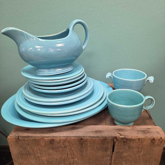Vintage Homer Laughlin Fiesta Ware - Turquoise - Partial Set (14pcs)