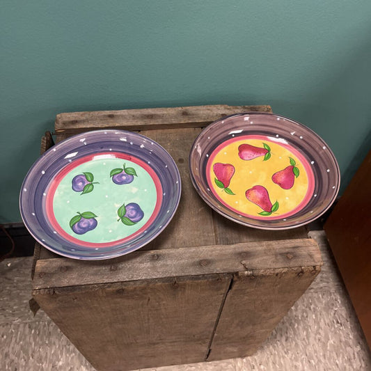 Hand Painted Essex Bois d'Arc by Heather Outlaw - Shallow Bowl (x2)