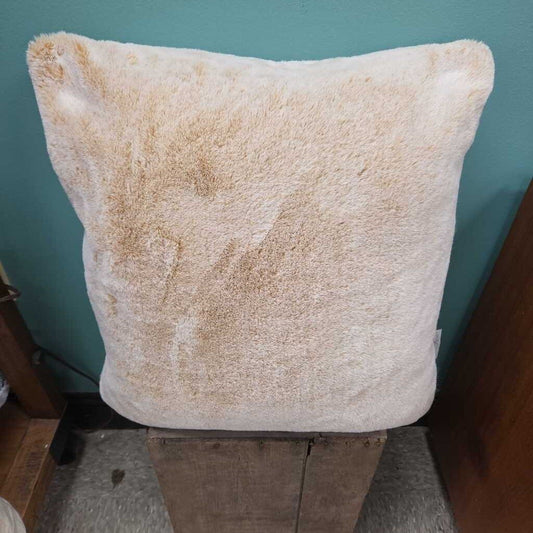 Celebrity Home Faux Fur Beige Throw Pillow