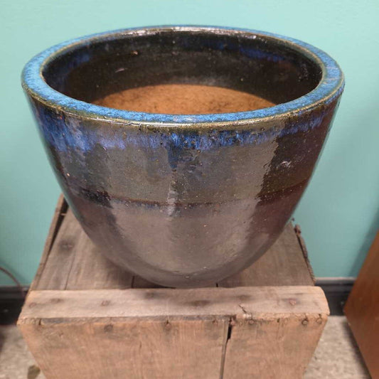Blue Glazed Ceramic Planter