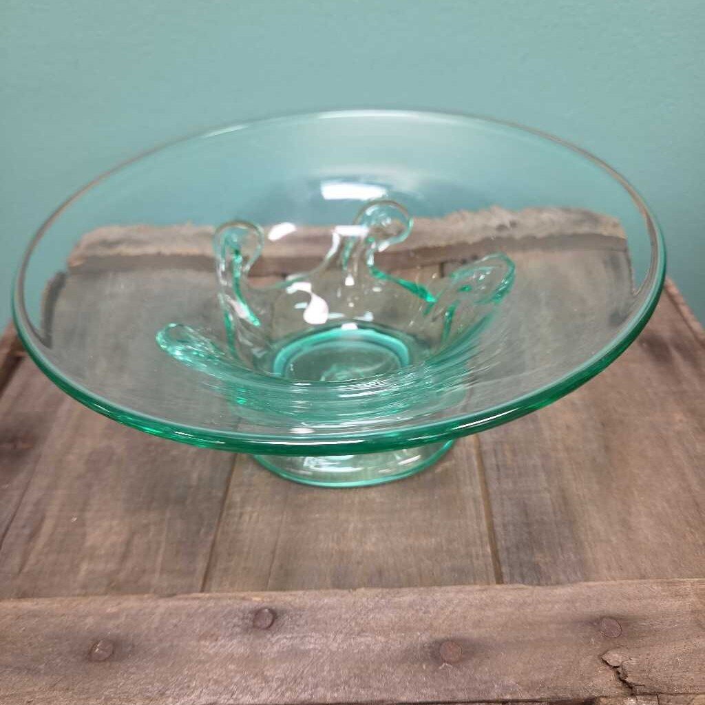 MMA Emerald Green Art Glass Footed Bowl