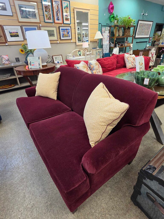 Maiden Home "The Carmine" Sofa in Mohair Crimson (2 Available)