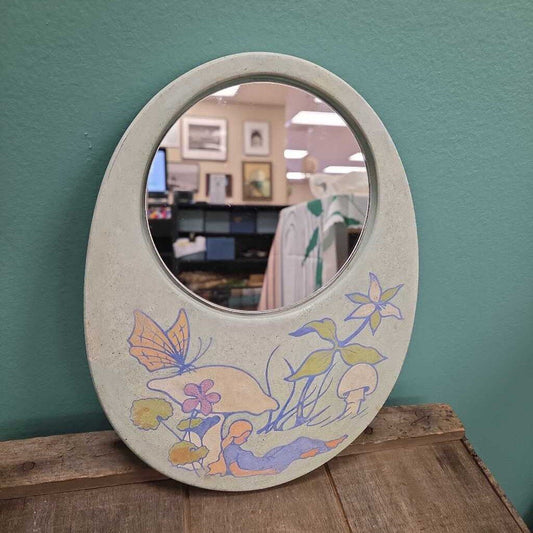 Ceramic Mirror with Painted Fairy Design