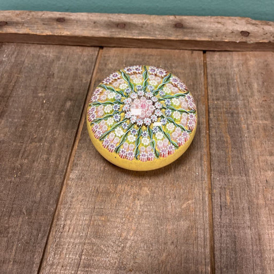 Millefiori Glass Paperweight with Floral Design