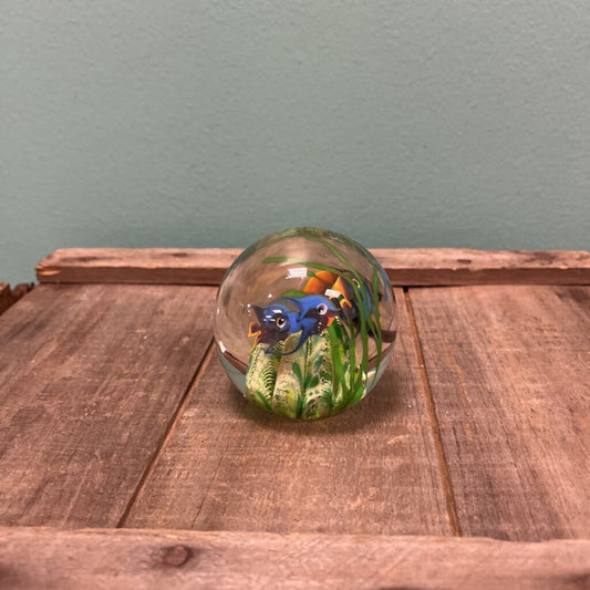 Art Glass Aquarium Paperweight with Fish
