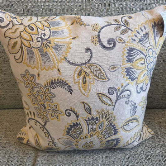 Paisley Linen Accent Pillow with Down Fill
