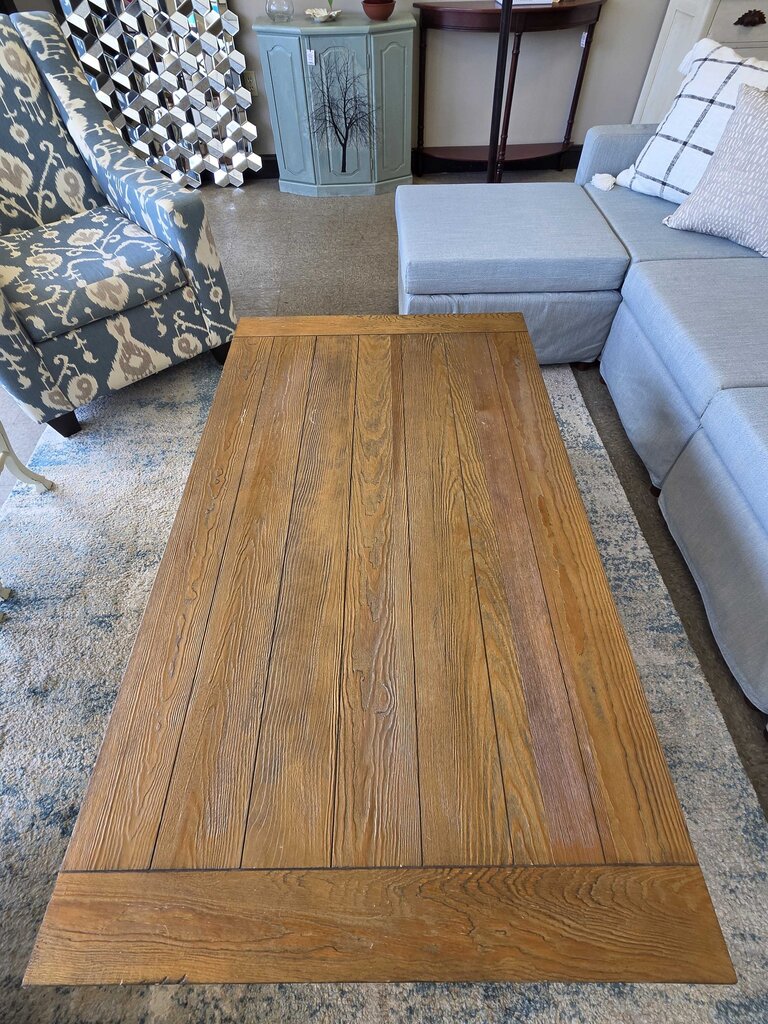 Farmhouse Style Wood Coffee Table with Turned Legs