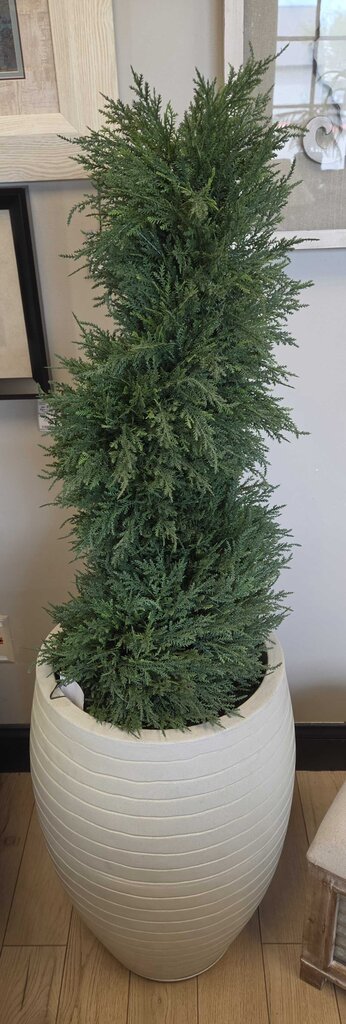 Artificial Topiary Cedar Tree in White Pot