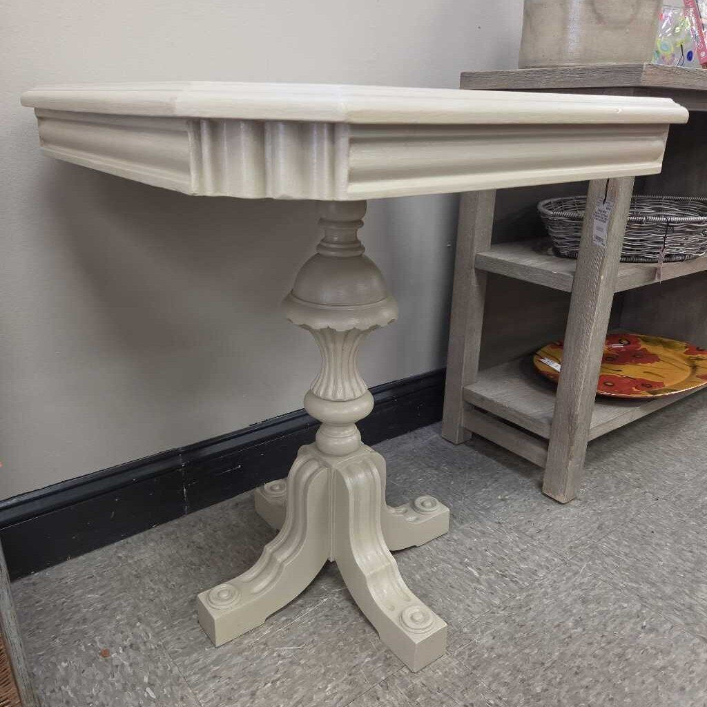 Square Top Wood Pedestal Side Table