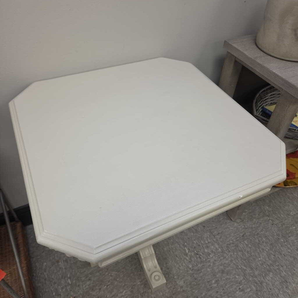 Square Top Wood Pedestal Side Table