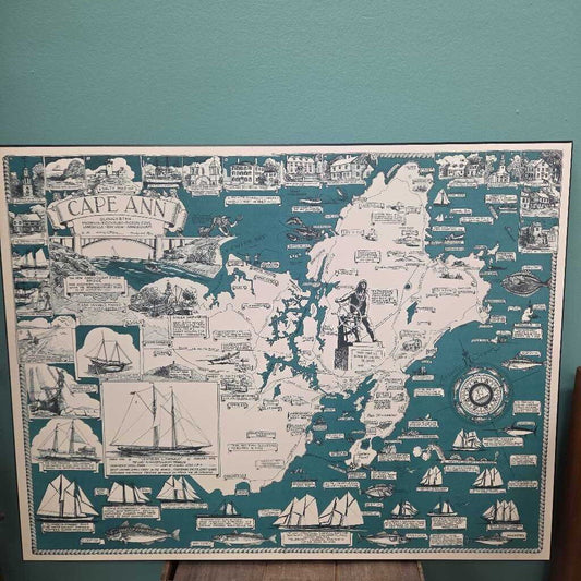Map of Cape Ann - Rockport, MA by Larry O'Toole Wood Wall Art