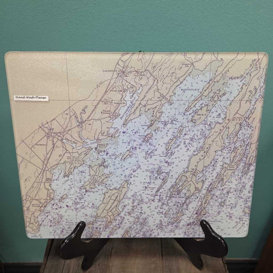 Map of Harpswell Area Custom Glass Cutting Board