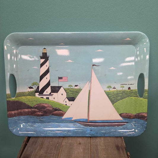 "Coastal Breeze" by Warren Kimble Melamine Serving Tray with Handles by Evolution
