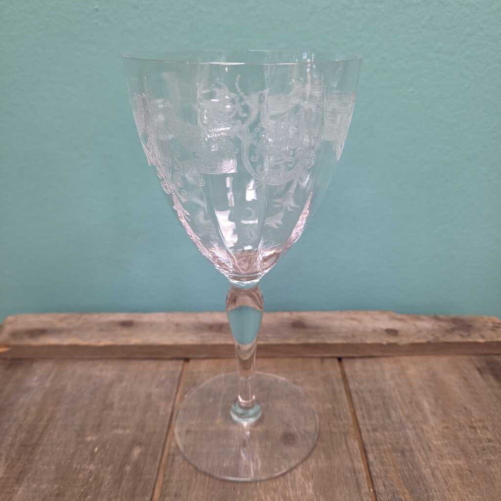 Vintage Etched Crystal Water Goblet - Set of 6