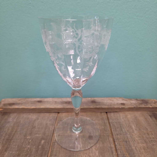 Vintage Etched Crystal Water Goblet - Set of 6