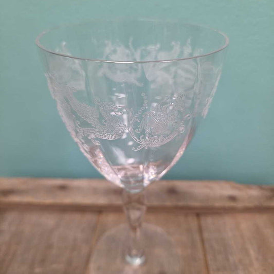 Vintage Etched Crystal Water Goblet - Set of 6