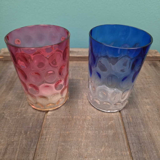 Ombre Glass Tumblers with Textured Bubble Design - Set of 2