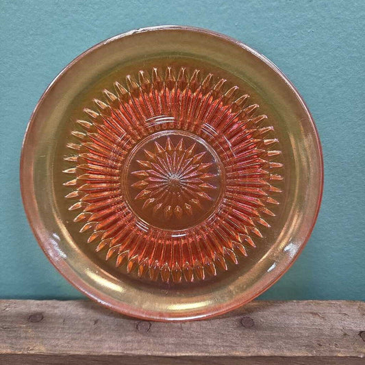Mid-Century Iridescent Marigold Carnival Glass Dish